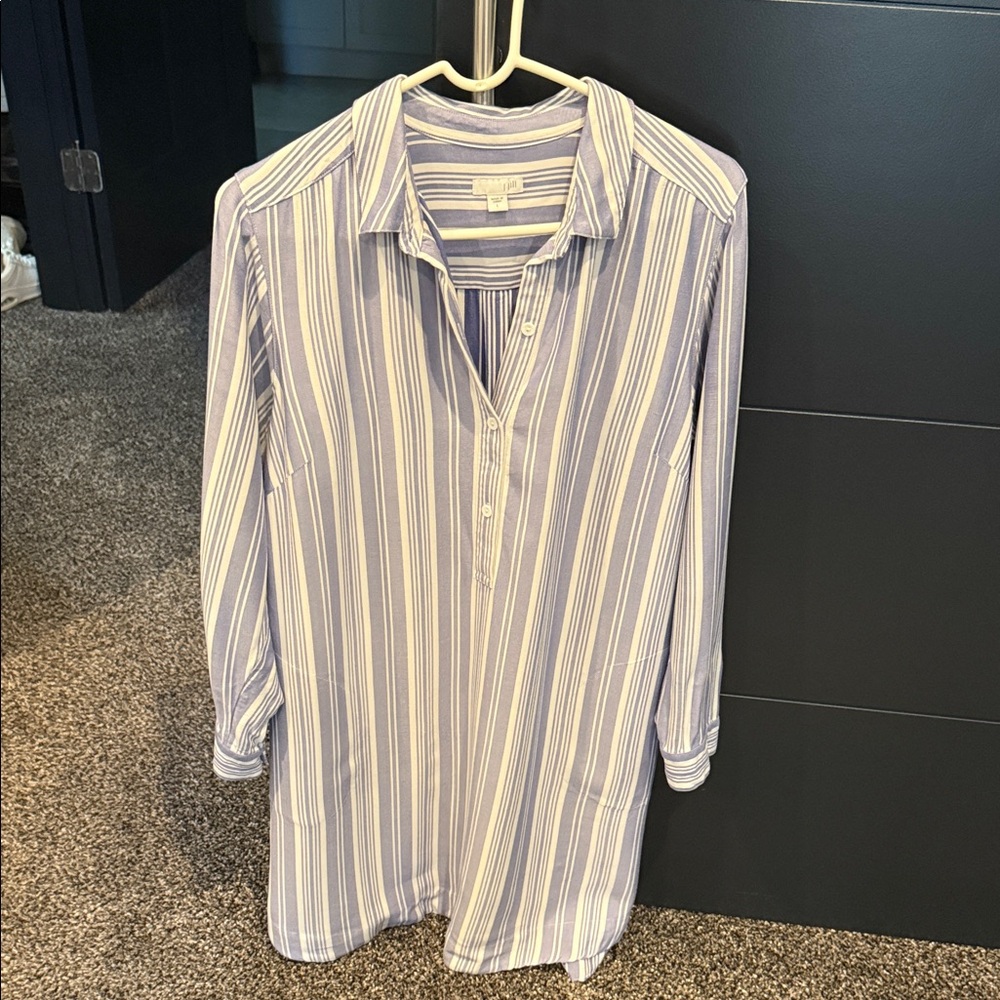 J. Jill Blue and White Striped Midi Dress